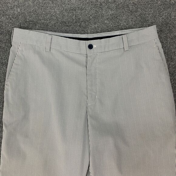 Nike Pants Mens 35 Metal Gray Striped Flat Front Tech Dri Fit Travel Golf Chino - Picture 3 of 12